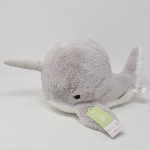 Pier 1 Imports Narwhal Plush Niguel Soft Stuffed Animal Toy Grey 15" New Plush